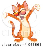 Clipart Happy Ginger Cat Wearing Shades Royalty Free Vector Illustration