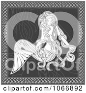 Clipart Grayscale Mermaid With Long Hair Royalty Free Vector Illustration