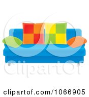 Poster, Art Print Of Blue Sofa With Colorful Pillows