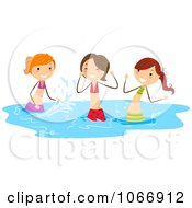 Poster, Art Print Of Stick Girls Splashing In Water
