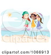 Poster, Art Print Of Stick Girls Talking On A Beach