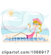 Poster, Art Print Of Stick Girl Sipping A Beverage On A Beach