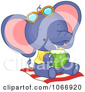 Clipart Elephant Drinking From A Coconut Royalty Free Vector Illustration