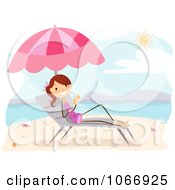 Poster, Art Print Of Stick Girl Under A Parasol With A Beverage
