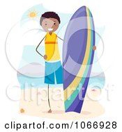 Poster, Art Print Of Stick Boy With A Surfboard