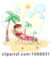 Stick Girl Sun Bathing On A Tropical Beach