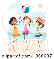 Poster, Art Print Of Stick Girls Playing With A Beach Ball