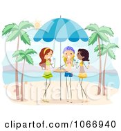 Poster, Art Print Of Girls Enjoying Drinks On A Beach
