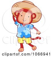 Tourist Monkey Wearing A Sun Hat