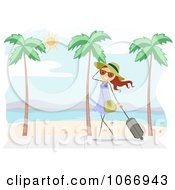 Poster, Art Print Of Stick Girl Walking On A Beach Boardwalk