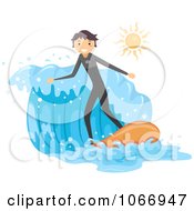 Poster, Art Print Of Stick Boy Surfing A Wave