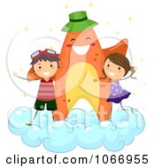 Poster, Art Print Of Starfish And Stick Kids On A Cloud