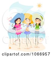 Poster, Art Print Of Stick Girls Standing On A Beach