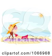 Poster, Art Print Of Stick Girl Listening To Music And Sun Bathing