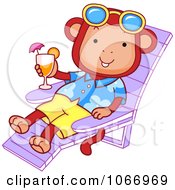 Poster, Art Print Of Beach Monkey On A Chaise Lounge