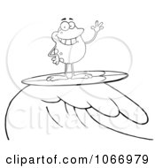 Poster, Art Print Of Outlined Surfing Frog Riding A Wave