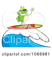 Poster, Art Print Of Surfing Frog Riding A Wave