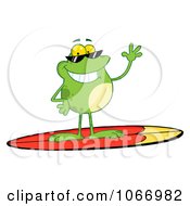 Clipart Surfer Frog Waving Royalty Free Vector Illustration