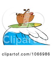 Poster, Art Print Of Surfing Bulldog Riding A Wave