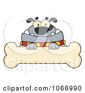 Clipart Gray Bulldog And Bone Sign Royalty Free Vector Illustration