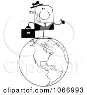 Poster, Art Print Of Black And White Businessman On A World Globe