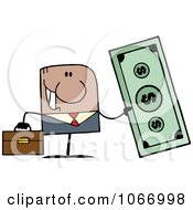 Clipart Black Businessman Holding Cash Royalty Free Vector Illustration