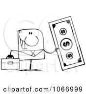 Poster, Art Print Of Outlined Businessman Holding Cash