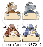 Clipart Bull And Horse Signs Royalty Free Vector Illustration