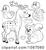 Poster, Art Print Of Outlined Forest Animals 1