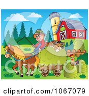 Poster, Art Print Of Farmer With A Horse And Dog Sleeping On Hay 2