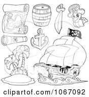 Poster, Art Print Of Outlined Pirate Items