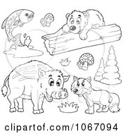 Poster, Art Print Of Outlined Forest Animals 1