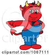 Clipart Devil Mascot Pointing Left Royalty Free Vector Illustration
