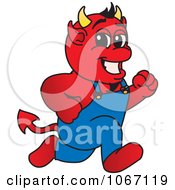 Clipart Devil Mascot Running Royalty Free Vector Illustration by Mascot Junction