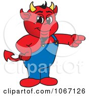 Clipart Devil Mascot Pointing Right Royalty Free Vector Illustration