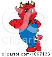 Clipart Devil Mascot Leaning Royalty Free Vector Illustration