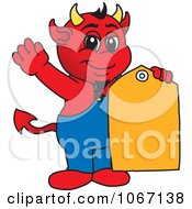 Devil Mascot With A Sales Tag