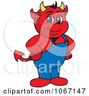 Devil Mascot With His Hands On His Hips