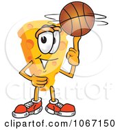 Poster, Art Print Of Cheese Mascot Playing Basketball - Royalty Free Vector Illustration