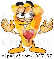 Clipart Cheese Mascot In Love Royalty Free Vector Illustration