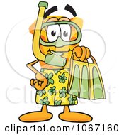 Poster, Art Print Of Cheese Mascot In Green Snorkel Gear - Royalty Free Vector Illustration