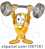 Clipart Cheese Mascot Lifting A Barbell Royalty Free Vector Illustration