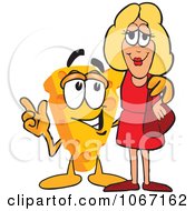 Poster, Art Print Of Cheese Mascot With A Woman - Royalty Free Vector Illustration