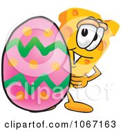 Poster, Art Print Of Cheese Mascot With An Easter Egg - Royalty Free Vector Illustration