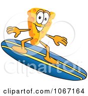 Clipart Cheese Mascot Surfing Royalty Free Vector Illustration