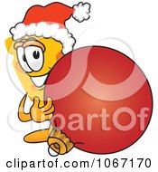 Clipart Cheese Mascot With A Christmas Bauble Royalty Free Vector Illustration