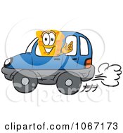 Poster, Art Print Of Cheese Mascot Driving - Royalty Free Vector Illustration