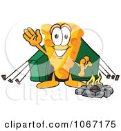 Poster, Art Print Of Cheese Mascot Camping - Royalty Free Vector Illustration