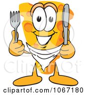 Poster, Art Print Of Cheese Mascot Holding Silverware - Royalty Free Vector Illustration