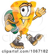 Poster, Art Print Of Cheese Mascot Hiking - Royalty Free Vector Illustration